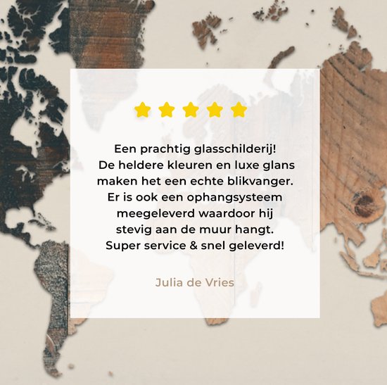 Peinture sur Verre - Carte du Wereldkaart - Planche de Bois - Marron - 80x120 cm - Peintures sur Verre Peintures - Photo sur Glas