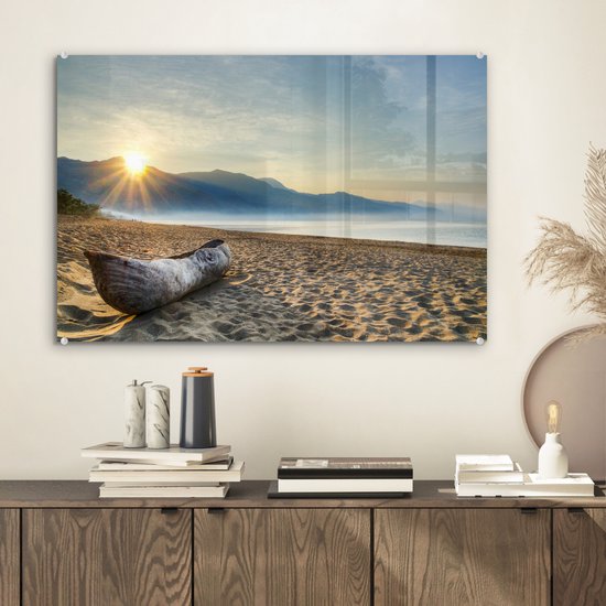 Lever de soleil sur le lac africain Malawi Plexiglas 60x40 cm - Tirage photo sur Glas (décoration murale en plexiglas)