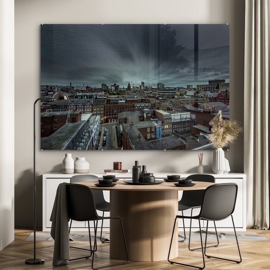 Nuages sombres sur le plexiglas britannique de Leeds 180x120 cm - Tirage photo sur Glas (décoration murale plexiglas) XXL / Groot format!