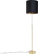 QAZQA parte fl - Klassieke Vloerlamp | Staande Lamp met kap - 1 lichts - H 1865 mm - Zwart Goud - Woonkamer | Slaapkamer | Keuken