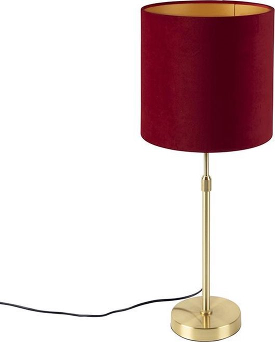 QAZQA parte - Klassieke Tafellamp met kap - 1 lichts - H 730 mm - Rood - Woonkamer | Slaapkamer | Keuken