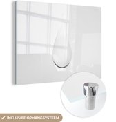 MuchoWow® Glasschilderij 40x30 cm - Schilderij acrylglas - Een vallende waterdruppel - zwart wit - Foto op glas - Schilderijen