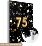 MuchoWow® Peinture sur verre 60x80 cm - Peinture sur verre acrylique - Anniversaire - 75 ans - Or - Photo sur verre - Peintures