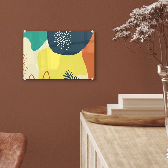 MuchoWow® Peinture sur Verre - Été - Formes - Abstrait - 30x20 cm - Peintures sur Verre Acrylique - Photo sur Glas