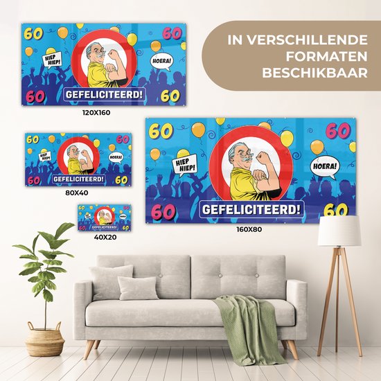 Peinture sur Verre - Anniversaire - Anniversaire - 60 Ans - Homme - 40x20 cm - Peintures sur Verre Peintures - Photo sur Glas