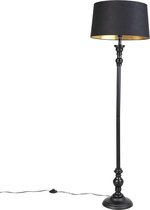 QAZQA classico - Klassieke Vloerlamp | Staande Lamp met kap - 1 lichts - H 1575 mm - Zwart Goud - Woonkamer | Slaapkamer | Keuken