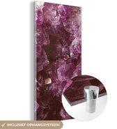 MuchoWow® Glasschilderij 80x160 cm - Schilderij acrylglas - Edelstenen - Amethist - Kristallen en edelstenen - Foto op glas - Schilderijen