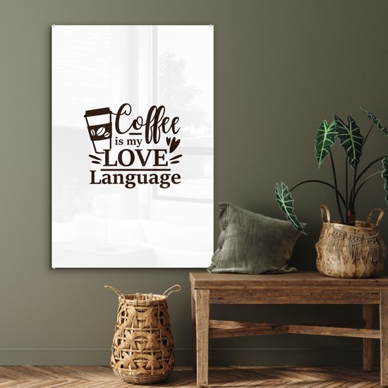 MuchoWow® Peinture sur verre 60x90 cm - Peinture sur verre acrylique - Café - Citation - Amour - Photo sur verre - Peintures