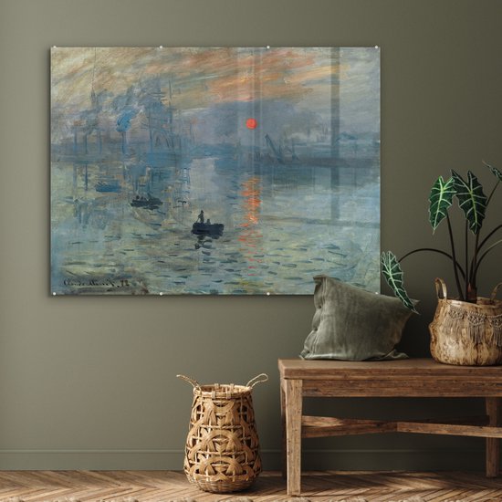MuchoWow® Peinture sur verre - Le Soleil Levant - Peinture de Claude Monet - 120x90 cm - Peintures sur verre acrylique - Photo sur Glas