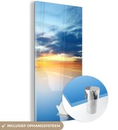 MuchoWow® Glasschilderij 20x40 cm - Schilderij acrylglas - Zwaan - Zonsondergang - Natuur - Foto op glas - Schilderijen