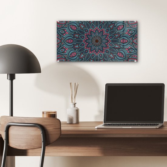 MuchoWow® Peinture sur Verre - Mandala avec Formes de la Nature - 40x20 cm - Peintures sur Verre Acrylique - Photo sur Glas