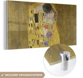 MuchoWow® Glasschilderij 160x80 cm - Schilderij acrylglas - De kus - Gustav Klimt - Foto op glas - Schilderijen