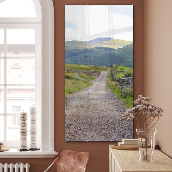 MuchoWow® Peinture sur verre 80x160 cm - Peinture sur verre acrylique - Route de campagne vers Ben Nevis en Écosse - Photo sur verre - Peintures