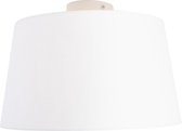 QAZQA combi - Landelijke Plafondlamp met kap - 1 lichts - Ø 350 mm - Wit - Woonkamer | Slaapkamer | Keuken