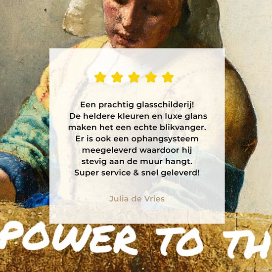 ® Glasschilderij 20x20 cm - Schilderij acrylglas - Melkmeisje - Goud - Quotes - Schilderij - Oude meesters - Foto op glas - Muurdecoratie woonkamer - Wanddecoratie slaapkamer - Schilderijen