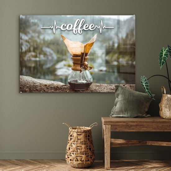 Peinture sur verre - Café citation ' Coffee' fond avec café traditionnel - 90x60 cm - Peintures sur Verre Peintures - Photo sur Glas