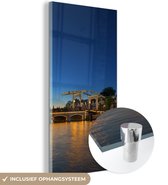 MuchoWow® Glasschilderij 20x40 cm - Schilderij acrylglas - Amsterdam - Brug - Water - Foto op glas - Schilderijen