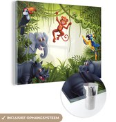 MuchoWow® Glasschilderij 40x30 cm - Schilderij acrylglas - Illustratie - Wilde dieren - Jungle - Jongens - Baby - Meisjes - Foto op glas - Schilderijen