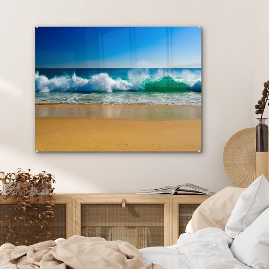 MuchoWow® Peinture sur verre 80x60 cm - Peinture sur verre acrylique - Mer - Golf - Plage - Photo sur verre - Peintures