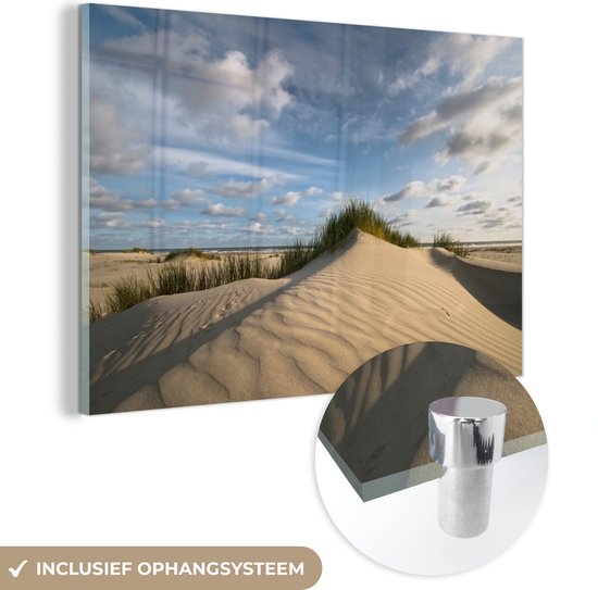 MuchoWow® Glasschilderij - Strand - Zand - Nederland - Acrylglas Schilderijen - Foto op Glas