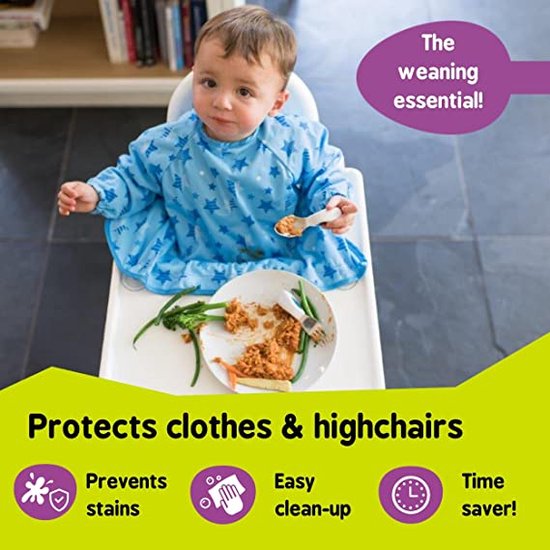 Vangslabbetje met mouwen - Full Body-slabbetje - Waterdichte babyslabbetje - Wasbaar - Extra zuignapjes voor bevestiging aan kinderstoelen - Speenslabbetje - BLW - Slabbetje met lange mouwen van $ — afbeelding 4