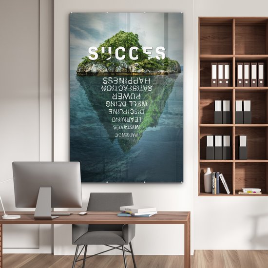 ® Glasschilderij 100x150 cm - Schilderij acrylglas - Landschap - Quote - Succes - Foto op glas - Muurdecoratie woonkamer - Wanddecoratie slaapkamer - Schilderijen