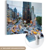 MuchoWow® Glasschilderij 40x30 cm - Schilderij acrylglas - New York - Broadway - Taxi - Foto op glas - Schilderijen