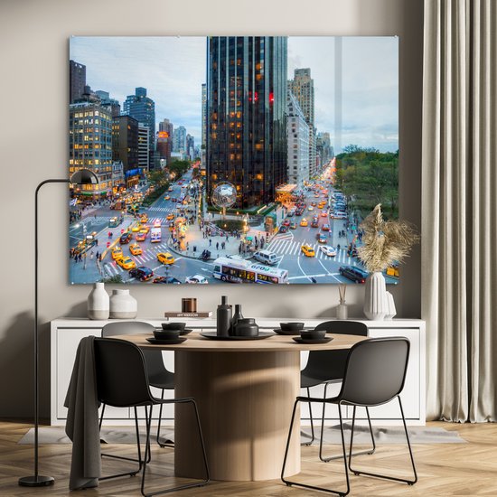 Broadway et Central Park West Glas 180x120 cm - Tirage photo sur Glas (décoration murale en plexiglas) XXL / Groot format!