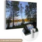 Silhouettes d'arbres dans le parc national de Tiveden en Suède Plexiglas 90x60 cm - Tirage photo sur Glas (décoration murale en plexiglas)