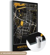 Peinture sur Verre - Carte de la Ville - Amstelveen - Or - Zwart - 40x60 cm - Peintures sur Verre Peintures - Photo sur Glas - Carte