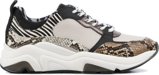 Mace Vrouwen Leren Slangenprint Lage sneakers / Damesschoenen Lauren -  Gebroken wit | bol.com