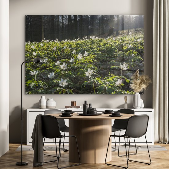 MuchoWow® Peinture sur verre 180x120 cm - Peinture acrylique sur verre - Fleurs - Printemps - Forêt - Photo sur verre - Peintures