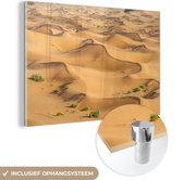 MuchoWow® Glasschilderij 30x20 cm - Schilderij acrylglas - Zandduinen in het duinlandschap Erg Chebbi bij Merzouga in Marokko - Foto op glas - Schilderijen