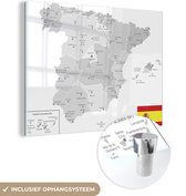 MuchoWow® Glasschilderij 120x90 cm - Schilderij acrylglas - Illustratie van de provincies in Spanje - Foto op glas - Schilderijen
