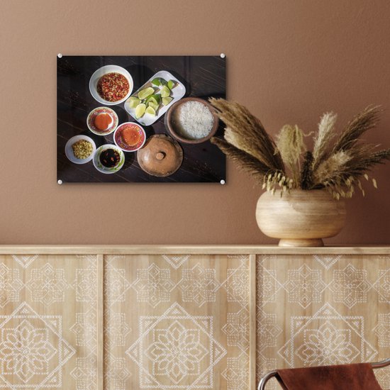 MuchoWow® Peinture sur Verre - Riz Vietnamien - 40x30 cm - Peintures Acrylique - Photo sur Glas