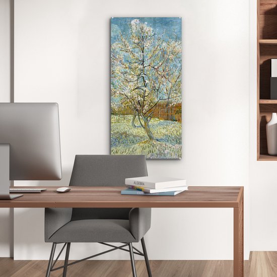 MuchoWow® Peinture sur verre 40x80 cm - Peinture acrylique sur verre - Pêcher en fleurs - Vincent van Gogh - Photo sur verre - Peintures