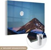 MuchoWow® Glasschilderij 60x40 cm - Schilderij acrylglas - Maan - Berg - Gletsjer - Foto op glas - Schilderijen
