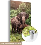 MuchoWow® Peinture sur verre 60x90 cm - Peinture sur verre acrylique - Éléphant - Animaux - Forêt - Herbe - Vert - Photo sur verre - Peintures