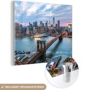 MuchoWow® Glasschilderij 20x20 cm - Schilderij acrylglas - Kleurrijke luchtfoto van de Hudson in New York - Foto op glas - Schilderijen