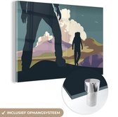 MuchoWow® Peinture sur Verre - Une Illustration d'un Couple en Randonnée - 120x80 cm - Peintures sur Verre Acrylique - Photo sur Glas