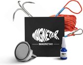 Magnetar Junior Starterspakket - Complete Magneetvissen Set - 200 kg Neodymium Vismagneet Enkelzijdig - 20m Magneetvis Touw - RVS Dreghaak
