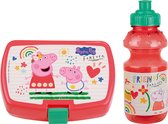 Peppa Pig lunchbox set voor kinderen - 2-delig - roze - kunststof