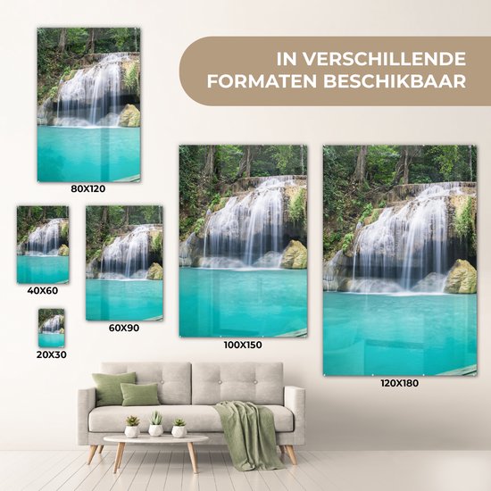 MuchoWow® Peinture sur verre 20x30 cm - Peinture acrylique sur verre - Water - Cascade - Arbres - Photo sur verre - Peintures