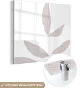 MuchoWow® Glasschilderij 50x50 cm - Schilderij acrylglas - Bladeren - Design - Pastel - Foto op glas - Schilderijen