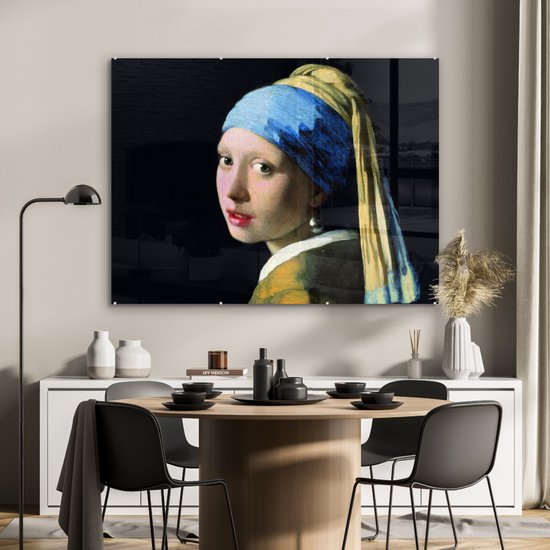 MuchoWow® Peinture sur Verre - Fille à la Perle - Johannes Vermeer - 120x90 cm - Peintures sur Verre Acrylique - Photo sur Glas