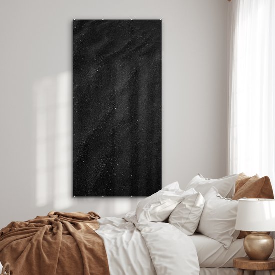 MuchoWow® Peinture sur verre 80x160 cm - Peinture sur verre acrylique - Sable - Zwart - Wit - Plage - Photo sur verre - Peintures