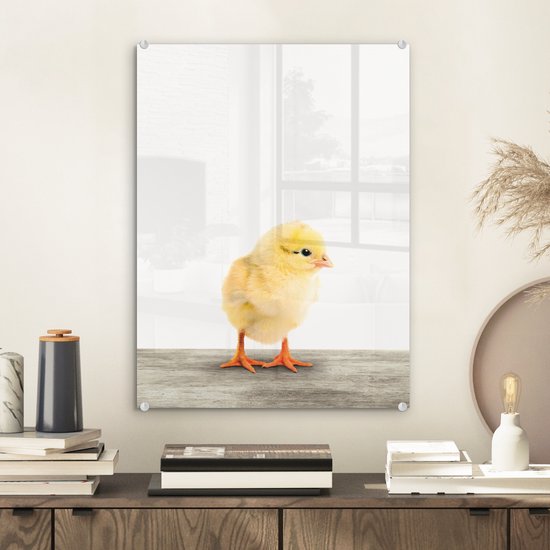 MuchoWow® Peinture sur verre 30x40 cm - Peinture sur verre acrylique - Poussin - Animaux - Garçons - Filles - Enfants - Photo sur verre - Peintures