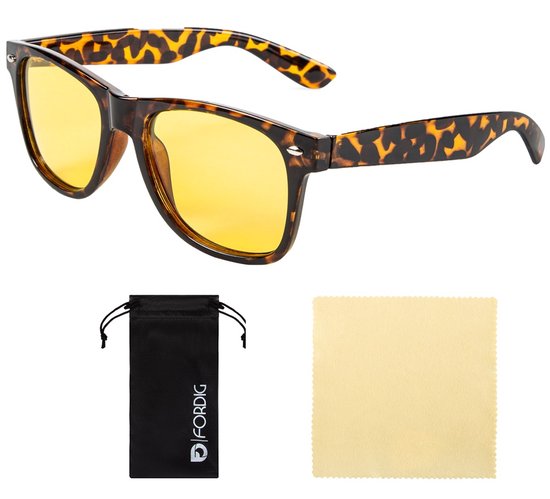 ForDig Nachtbril Auto - Gele bril Night Vision - Unisex - Leopard