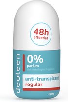 Deoleen Anti-transpirant - Roller Regular - Voorkomt overmatige transpiratie en transpiratiegeur - 48 uur effectief - 0% parfum - Dermatologisch getest - Deodorant - 50 ml