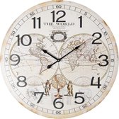Klok ø 60*5 cm / 1*AA Bruin/wit | 5KL0147 | Clayre & Eef